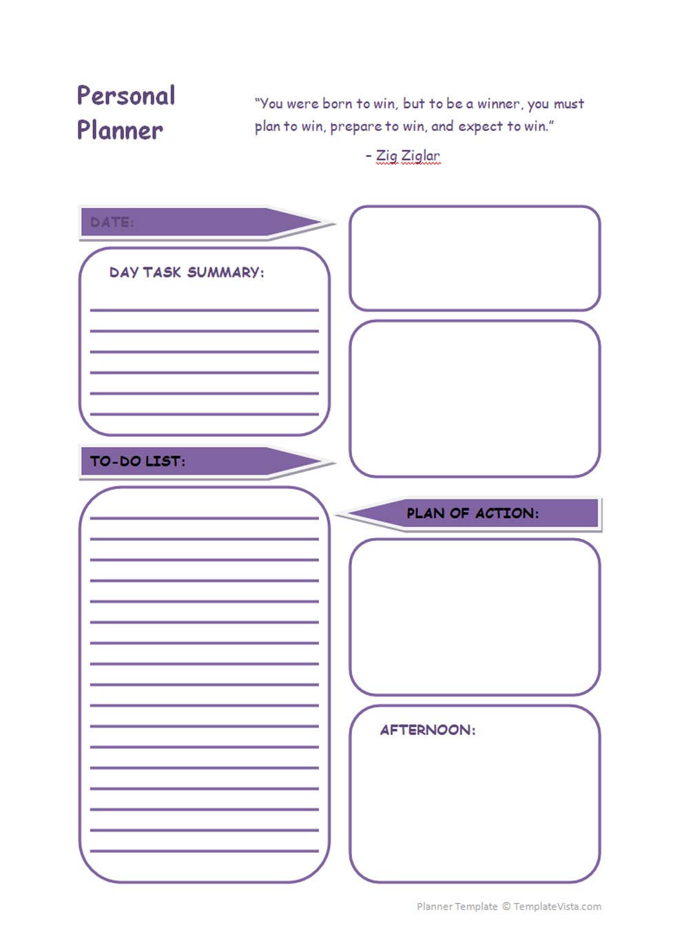 2020 Printable Daily Planner Template - Template Vista