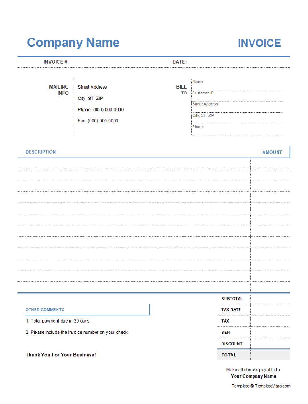 Free 2020 Invoice Templates - Template Vista